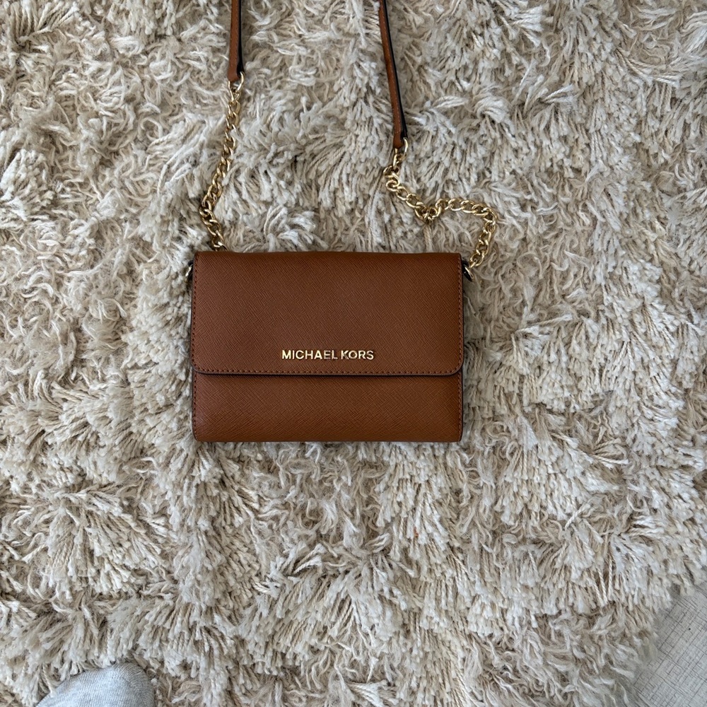 Michael Kors Brown Crossbody Bag with Gold Chain